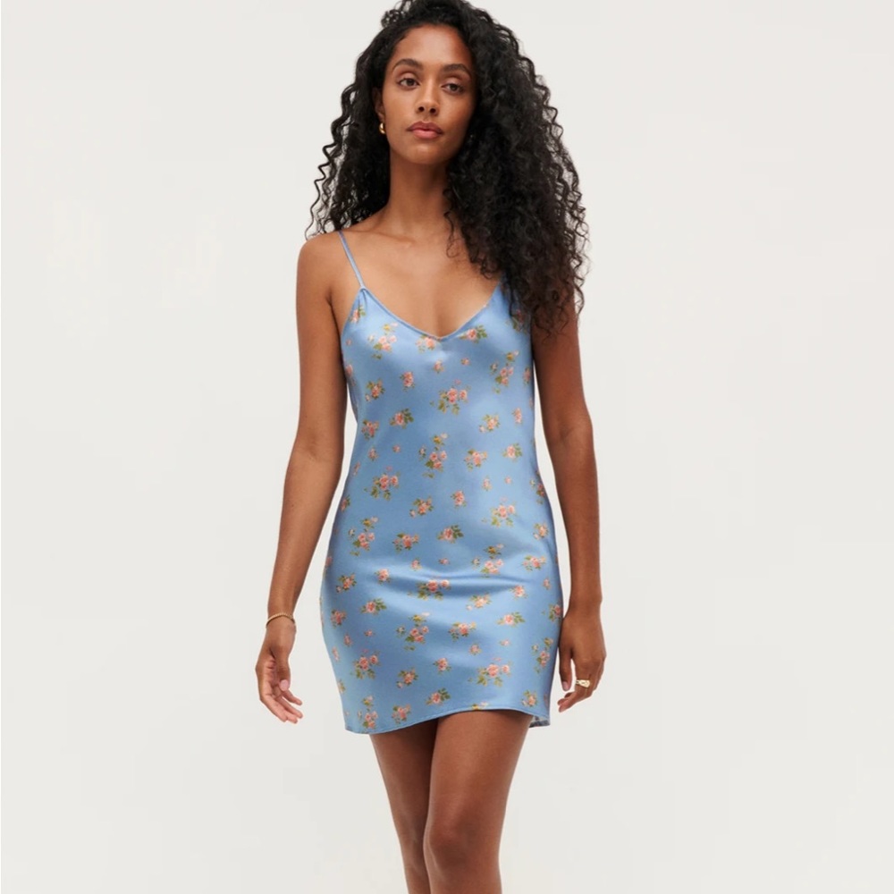 Reformation Blue Floral Mini Dress